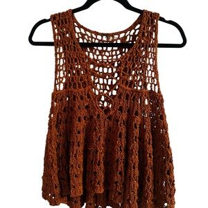 Free People Rust Crochet Tank Top